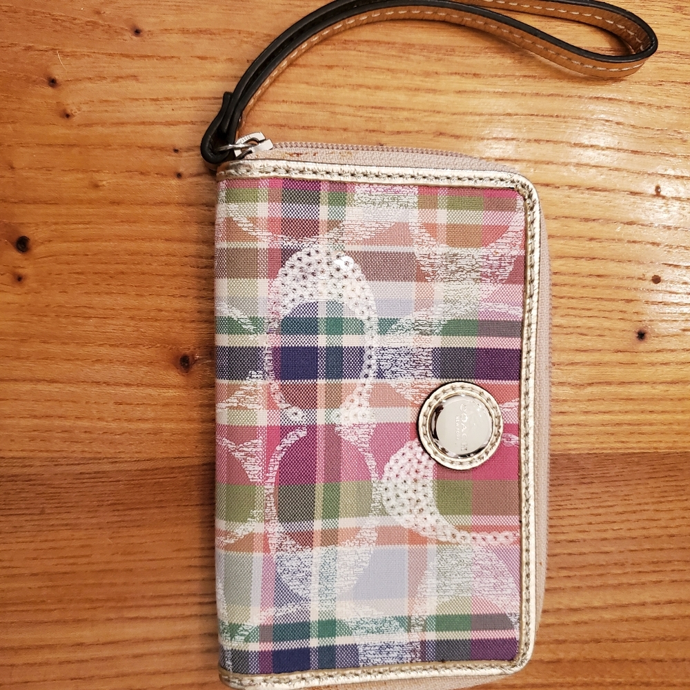 SOLD Coach Pastel Plaid Wallet